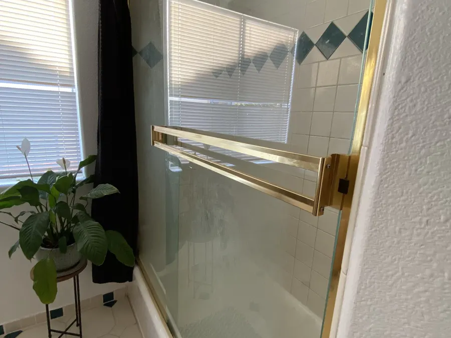 Shower before hard water restoration in San Luis Obispo CA